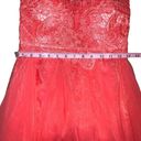 Daisy  FORMALS CORAL PINK HIGH LOW CHIFFON LACE STRAPLESS SWEETHEART DRESS SMALL Photo 5