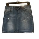 Chelsea and Violet  Distressed Denim Mini Skirt, Sz M Photo 6