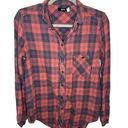 BDG  Women’s Small Petite Long Sleeve Collared Button Down Red and Blue Plaid Top Photo 0