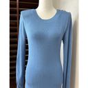 L'Agence  Womens Sweater Dress Blue Stretch Jewel Neck Long Sleeve Ribbed S New Photo 1