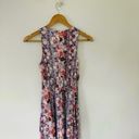 Jessica Simpson Floral Blue Pink Maxi Dress Asymmetric Hem Ruched Waist Sleeveless Photo 6