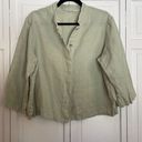 Bryn Walker  100% linen green button front blouse size large Photo 6