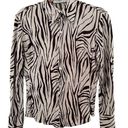 Equipment  Zebra Print Button Down Silk Shirt In Brown And Cream Medium Photo 0