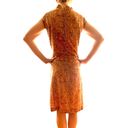 Vintage Mid Century 70's Handmade Mod Retro Small Dress High Neck Paisley Print Orange Photo 2