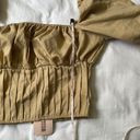 Missguided  Khaki Tan Puff Sleeve Cropped Fitted Square Neck Boho Blouse size 10 Photo 5