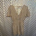 Trixxi  Striped Flutter Sleeve Faux Wrap Tie Romper Yellow jumpsuit Size S Photo 3