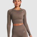 Gymshark  adapt fleck seamless long sleeve crop top brown Photo 0