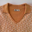 Hollister  Orange Collared Floral V-Neck Short Sleeve Fitted Crop Top Sweater Photo 4