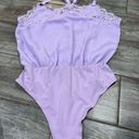 White Birch  Boutique Purple Satin Bodysuit Size Medium Photo 3