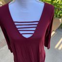 Socialite  Burgundy Knee-length long sleeve Dress Photo 3