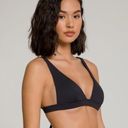 Good American NWT  Sexy Boost Triangle Bikini Top Black Tie Back Size 2 / Medium Photo 2