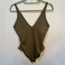 Everlane  One Piece V Neck Swimsuit Olive Green Sz M Photo 2