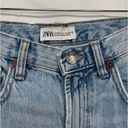 ZARA  High Waisted Distressed Raw Cut Denim Wide Leg Jeans Blue Women's Size US 4 Photo 2