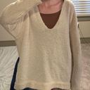 Free People White Oversized V-neck Sweater Photo 2