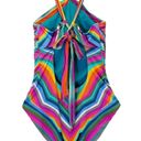 Trina Turk NWT  Louvre Striped High-Neck Reversible One-Piece Swimsuit Size 10 Photo 3