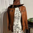 Vera Pelle Lory  ITALIAN BEAUTIFUL GENUINE LEATHER  BELTED JACKET , MADE WITH SOFT LAMBSKIN ! COLOR : BROWN DISTRESSED motorcycle Sz 42 Cognac Solofra Italy Photo 5