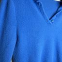 ZARA  Fuzzy Sweater Size Medium Colbalt Blue Long Sleeve Cropped Henley Photo 4