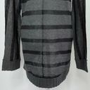 LA Made New  Striped Cardigan Sweater Cotton Rounded Hem Hook Closure Grey Black Photo 11