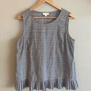 J.Jill  Plaid Gingham Pleated Hem Sleeveless Tank Top Black and White Medium Photo 0