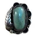 Vintage Green Turquoise Ring, Native American Indian Ring Sz 6.5 Photo 0