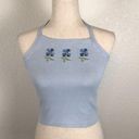 Vintage Y2K Jamie Scott blue embroidered boho retro crop halter top S Photo 0