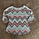 Absolutely Famous geometric knit blouse lace detail large 3/4 sleeve Photo 3