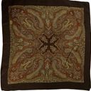 Vintage Liberty of London Silk Scarf Brown Trim Beige Paisley 23x23 100% Silk F4 Photo 0