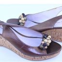 Anne Klein  Odiana Brown Leather Slingback Wedges 6 Photo 1