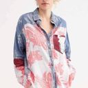 We The Free  Floral Button Down Blue Pink Shirt Size M Photo 0