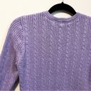 basic editions  Light Purple V Neck Cable Knit Ribbed Long Sleeve Sweater M Photo 4