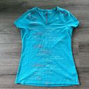 Moving Comfort  Womens V-Neck Blue Graphic Lettering T-Shirt Size Large Photo 1