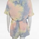 Pink Lily  Blue Pink Tie Dye Drape Neck Terrycloth Romper Size Small Photo 3