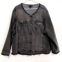 Lane Bryant  Plus Size Black Denim Deconstructed Jean Jacket Distressed Cotton 28 Photo 1