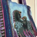 indigo. Laurel Burch Horses Medium Tote Crazy Horse Girl Watercolor Purse Bag Photo 5