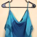 BCBGMAXAZRIA  Women’s Silk Y2K Style Drape Sides Multi Blue Cowl Neck Tank Top Photo 1