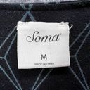 Soma  Dress Womens M Black Blue Geometric Print Long Sleeve Soft Stretch Pockets Photo 10