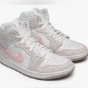 Nike Air Jordan 1 Mid SE 'Light Iron Ore” Pink Swoosh Women’s High Tops Size 10 Photo 2