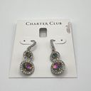 Charter Club  Pave & Stone Halo Double Drop Earrings in Silver-Tone MSRP $25 NWT Photo 1