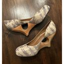 Anthropologie  Schuler & Sons Philadelphia Snakeskin Wooden Wedges Shoes Size 9 Photo 1