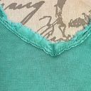 Edge Womens Blouse Sz 4 Green Frayed  V Neckline Sleeve Made in Italy  Bohemian Photo 5