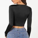 Sincerely Jules NWOT (M)  Black Long Sleece V Neck Blouse Cropped Photo 3