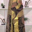 70s vintage boho Kaftan batik golden baroque art print maxi dress Sz OS Photo 4