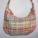 The Sak  Tan, Green, Pink, White, Orange, Blue Striped Woven Ribbon Purse Photo 2