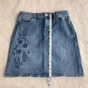 Talbots Petite Embroidered Floral Detail A-Line Medium Wash Denim Jean Skirt Photo 8