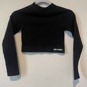 Urban Threads Seamless Long Sleeve Crop Top Biker Short Set Womens Small Black Photo 3