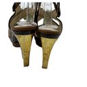 L.A.M.B. Gwen Stefani Brown Gold Leather Platform Heels Size 8.5 Photo 4