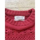 Urban Outfitters  Red Balloon Sleeve Cropped Knit Oversize Sweater XS Perforated Photo 2