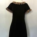 Julie Brown  NYC Faux Fur Short Sleeve Little Black Dress Animal Print Size 6 Photo 0