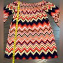 Trina Turk  Women's Off The Shoulder Vibrant Chevron Jersey Dress Size Medium Photo 5