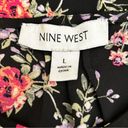 Nine West  Floral Flutter Sleeves Blouse Top * Black * Large Photo 3